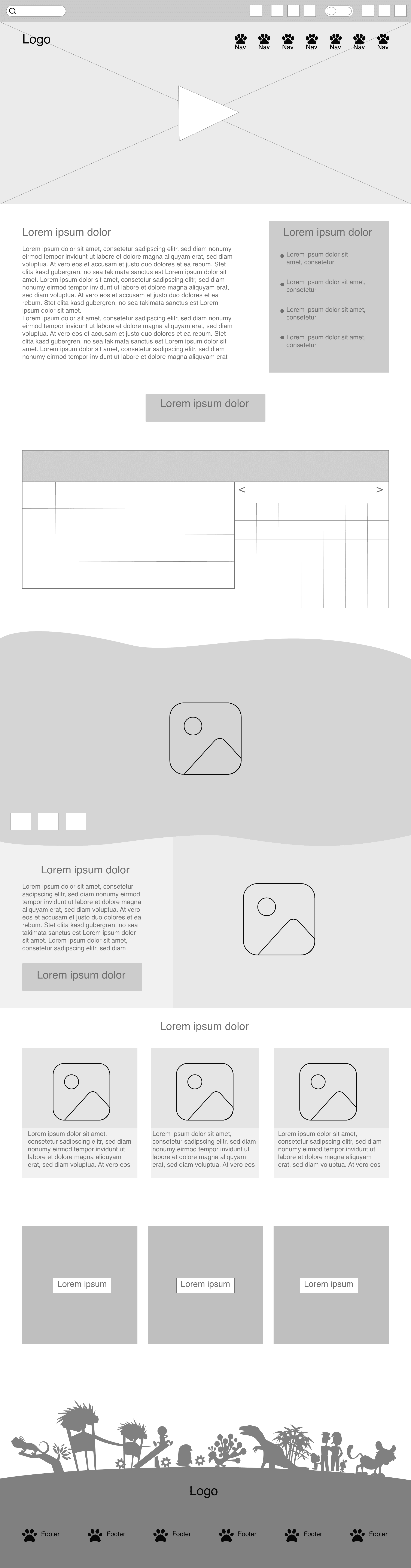 Billede af wireframes (Forside) til Guldborgsund Zoologisk & Botanisk Have